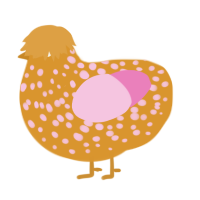 (unnamed), a orange and pink chicken with a speckle pattern