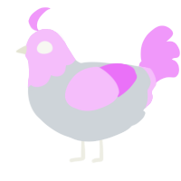 A mist and lavender chicken with a head pattern