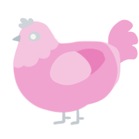 A pink chicken with a head pattern