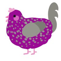A plum and ash chicken with a speckle pattern