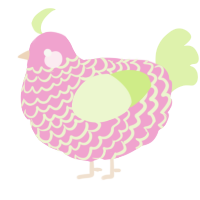 A pink and apple chicken with a lace pattern