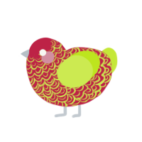 Blanket, a crimson and lime chicken with a double-lace pattern