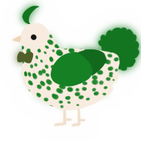 A cream and leaf chicken with a speckle pattern