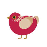 condiment, a crimson and beige chicken with a neck-speckle pattern