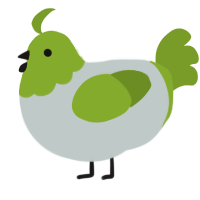 A silver and chartreuse chicken with a head pattern