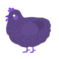 A overcast chicken with a speckle pattern