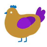 A gold and violet chicken