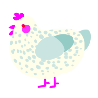 A white and silver chicken with a speckle pattern