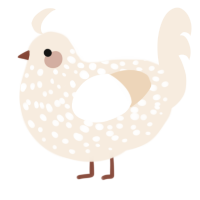 A cream chicken with a speckle pattern