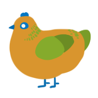 A orange and chartreuse chicken with a neck-band pattern
