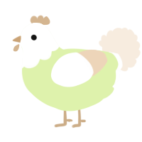 A apple and cream chicken with a head pattern
