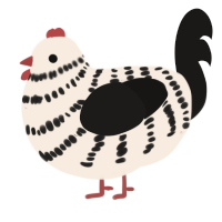 A cream and sable chicken with a bar pattern