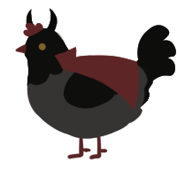 A grey and sable chicken with a head pattern