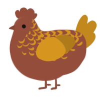 erd, a russet and ochre chicken with a half-lace pattern