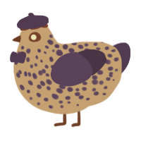 A beige and overcast chicken with a speckle pattern