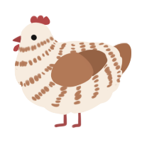 A cream and brown chicken with a bar pattern