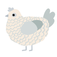 A cream and silver chicken with a lace pattern