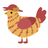 A honey and red chicken with a bar pattern