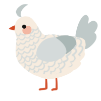 A cream and silver chicken with a lace pattern