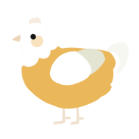 A honey and white chicken with a head pattern