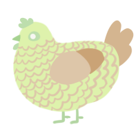 A apple and beige chicken with a lace pattern