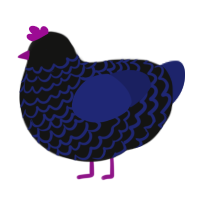 Twisted Cycle Path, a black and navy chicken with a lace pattern