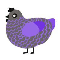 A grey and blurple chicken with a lace pattern