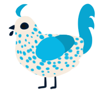 A cream and cerulean chicken with a speckle pattern