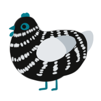 A black and mist chicken with a bar pattern