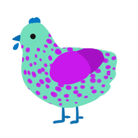 A mint and amethyst chicken with a speckle pattern