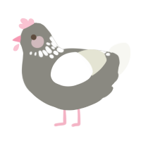 A ash and white chicken with a neck-speckle pattern