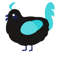 A sable and aqua chicken