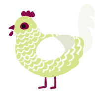 A lemon and white chicken with a lace pattern