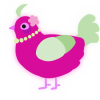 A fuchsia and gluppy chicken