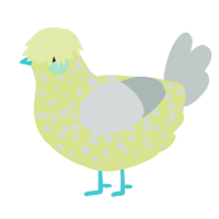 A lemon and silver chicken with a speckle pattern