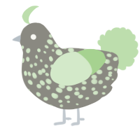 A ash and gluppy chicken with a speckle pattern