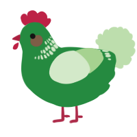 A viridian and gluppy chicken with a neck-band pattern