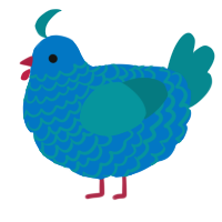 A sapphire and teal chicken with a lace pattern