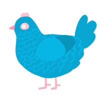 A cerulean chicken with a lace pattern