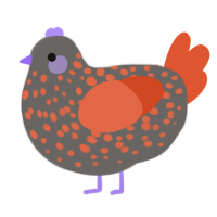 (unnamed), a grey and vermilion chicken with a speckle pattern