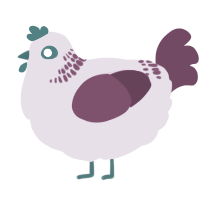 A orchid and wine chicken with a neck-band pattern