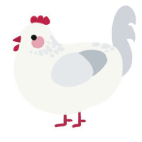A white and mist chicken with a neck-speckle pattern