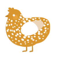 A orange and cream chicken with a speckle pattern