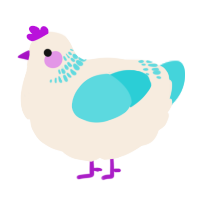 A cream and aqua chicken with a neck-band pattern