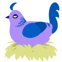 A lilac and ultramarine chicken with a neck-band pattern