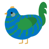 A sapphire and viridian chicken with a bar pattern