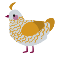 A mist and ochre chicken with a lace pattern