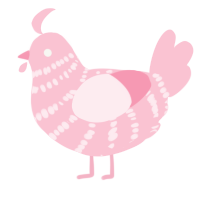 A rose chicken with a bar pattern