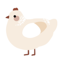 A cream chicken with a neck-band pattern