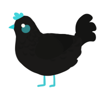 A sable and black chicken with a half-lace pattern